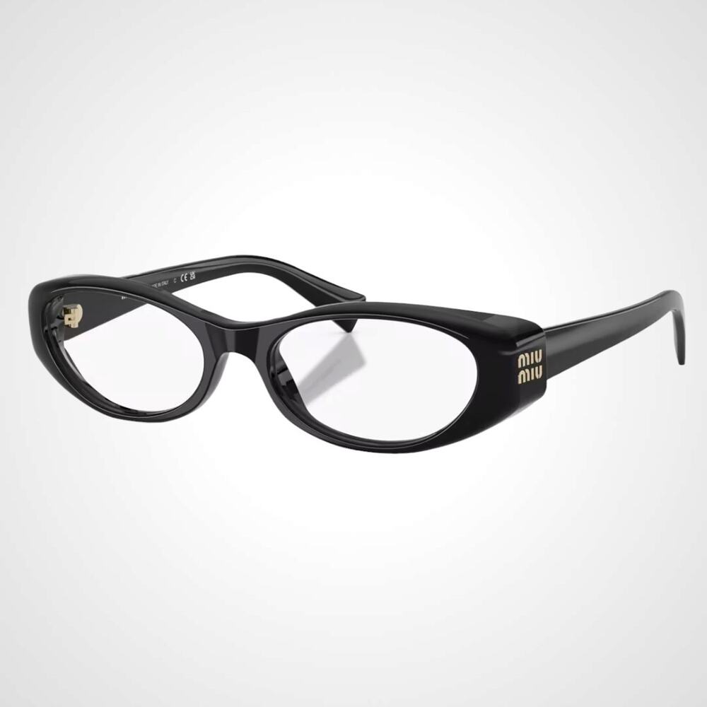 New MIU MIU Eyeglasses Black Oval Glasses 55-18mm Full Rim Rx-able